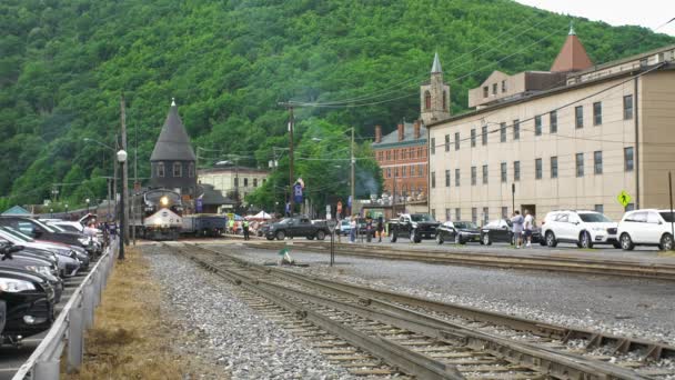 Jim Thorpe Pennsylvania July 2022 View Old Restored Diesel Passenger — Stok video
