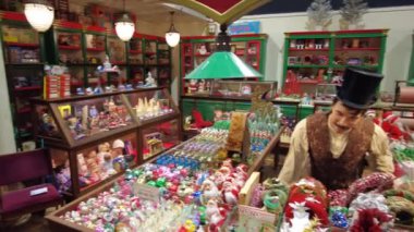 Elizabethtown, Pennsylvania, December 10, 2021 - A View of a Old Street Store Windows, Decorated for Christmas, as it Would of Looked Many Years Ago