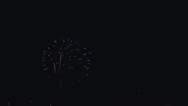 Drone View July 4Th Fireworks Captured Half Speed Multiple Bursts — Stok Video