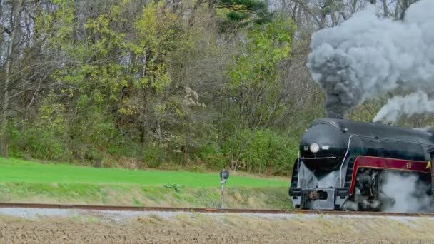 Ronks Pennsylvania Noviembre 2022 Una Vista Tren Pasajeros Vapor Inhalando — Vídeos de Stock