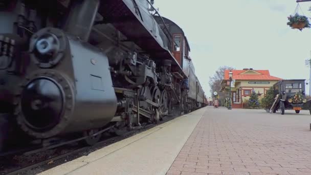 Ronks Pensylwania Grudnia 2022 Widok Zabytkowego Pociągu Pasażerskiego Steam Niskim — Wideo stockowe