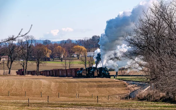 Ronks Pennsylvania 2023 Február View Steam Double Header Freight Train — Stock Fotó