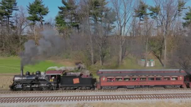 Ronks Pennsylvania Kasım 2022 Antik Buharlı Yolcu Treni Nin Nsansız — Stok video