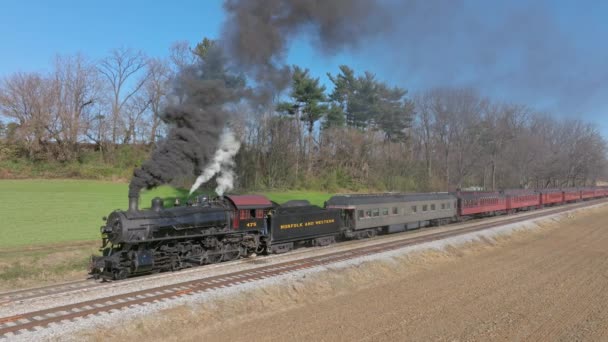 Ronks Pennsylvania Kasım 2022 Antik Buharlı Yolcu Treni Görünümü Durgun — Stok video
