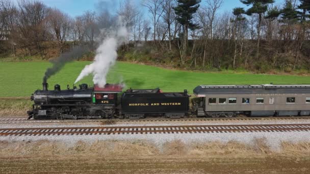 Ronks Pennsylvania December 2022 Drönare Slow Motion View Steam Passenger — Stockvideo
