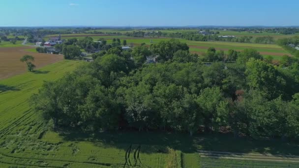 Flygfoto Över Pennsylvania Landsbygden Med Gårdar Träd Och Mobila Hem — Stockvideo