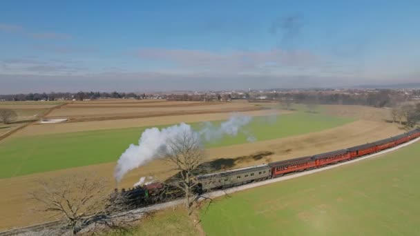 Ronks Pensylwania Grudnia 2022 Aerial Side View Slow Motion Steam — Wideo stockowe