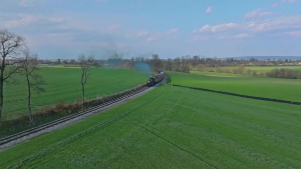 Ronks Pennsylvanie 1Er Avril 2023 Vue Aérienne Train Voyageurs Vapeur — Video