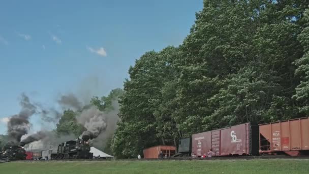 Cass West Virginia Június 2022 Low View Three Shay Steam — Stock videók