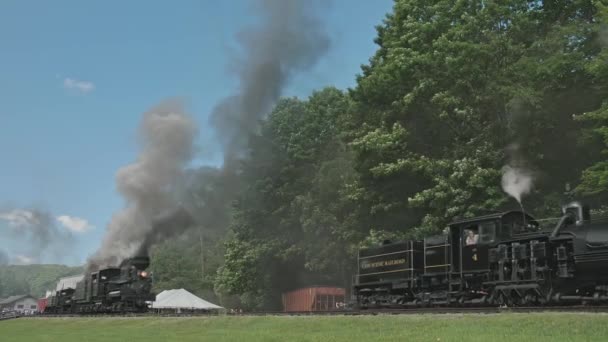 Cass West Virginia Juni 2022 Low View Three Shay Steam — Stok Video