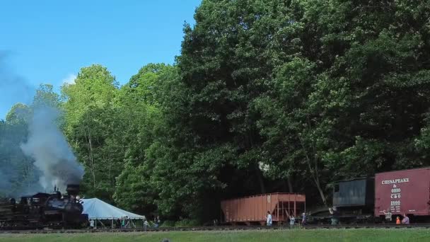 Cass Virginia Barat Juni 2022 Pemandangan Mesin Uap Dua Shay — Stok Video