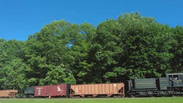 Cass West Virginia Juni 2022 Visning Shay Steam Engine Backup – stockvideo