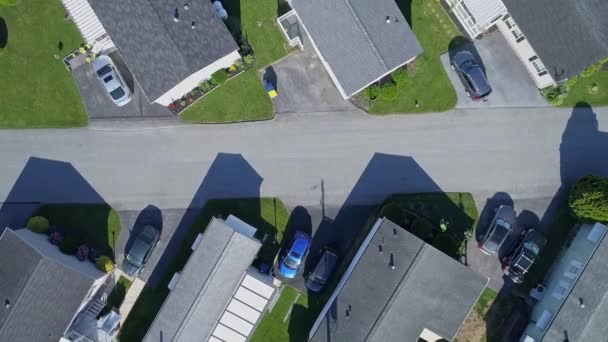 Letecký Pohled Dolů Dobře Udržované Mobilní Vyráběné Prefab Home Park — Stock video