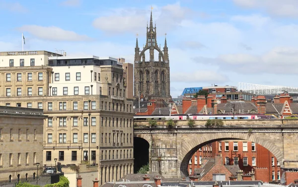 Stadsgezicht Van Newcastle Historische Gebouwen Toren Van Kathedraal — Stockfoto