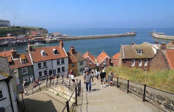 Whitby United Kingdom June 2022 People Climbing Steps Whitby United Royalty Free Stock Images
