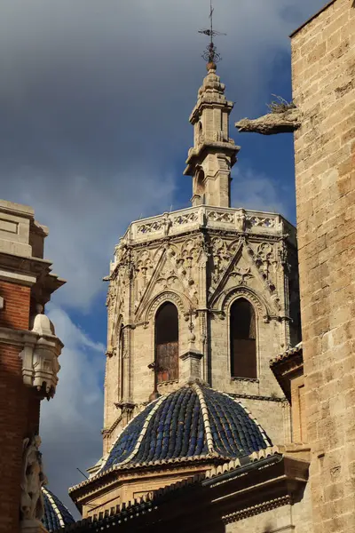 Miguelete Tower Valencia Spain Rain Clouds Stock Photo