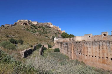 Valencia, İspanya yakınlarındaki Sagunto Kalesi 'nin duvarları