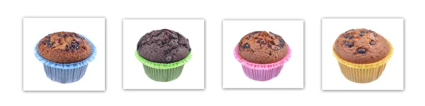 Muffins Hembakade Muffins Papperslåda Muffins Med Sylt Chokladmuffins Selektivt Fokus — Stockfoto