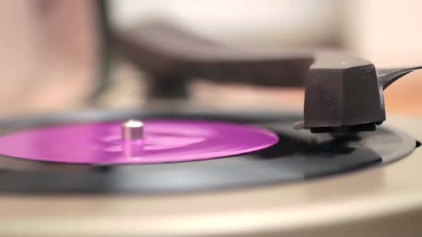 Detailní Záběr Vinylového Záznamu Makro Záběr Staré Vinylové Nahrávky Rotující — Stock video