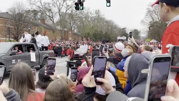 Athens January 2021 Thousands University Georgia Football Fans Gather Victory — Video