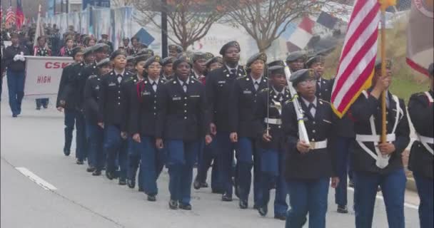 Atlanta Usa November 2022 Dozens High School Rotc Cadets March — Video