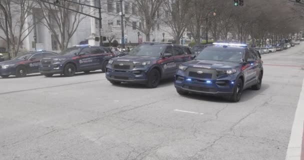 Atlanta Usa Maart 2023 Een Groep Atlanta Politieauto Vormt Een — Stockvideo