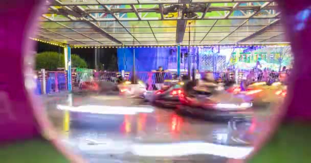 Time Lapse Bumper Cars Motion Flou Carnaval Chemin — Video