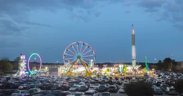 Day Night Time Lapse Shows Wide Shot Insight Whole Carnival — Stok Video