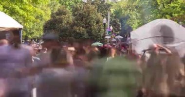 Atlanta, GA / ABD - 15 Nisan 2023: 15 Nisan 2023 Atlanta, GA 'da düzenlenen Atlanta Dogwood Festivali' ne gelen ve giden insanların zamanı belirsizleşiyor.