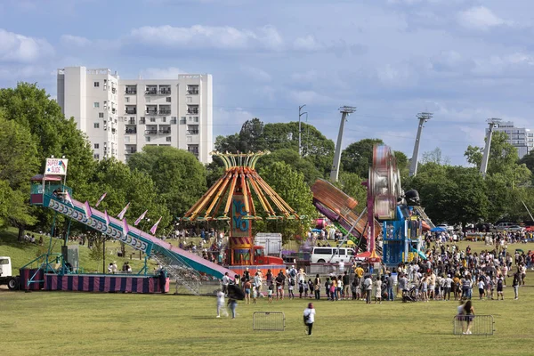 Atlanta Usa Dubna 2023 Carnival Rides People Motion Blur Midway — Stock fotografie