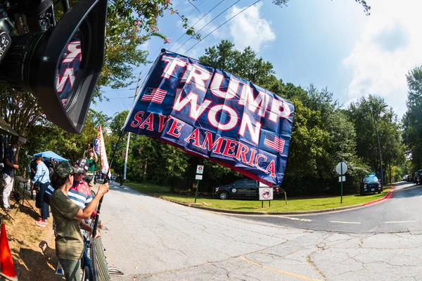 Atlanta Usa Agosto 2023 Uma Bandeira Que Diz Trump Venceu — Fotografia de Stock