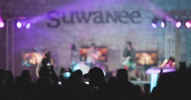 Suwanee Usa Απριλίου 2023 Silhouette Παρουσιάζει Πλήθος Χορεύει Μια Δωρεάν — Αρχείο Βίντεο