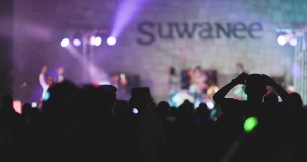 Suwanee Usa Avril 2023 Silhouette Montre Foule Dansant Faisant Fête — Video