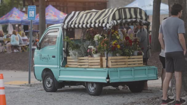 2023年8月4日 美国佐治亚州苏瓦尼 2023年8月4日 在佐治亚州苏瓦尼举行的一个当地节日期间 一辆展示花卉的独特花车停放在当地 — 图库视频影像