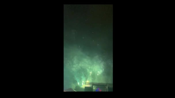 Vertikální Rámeček Ukazuje Zpomalení Výbuchu Ohňostroje Oslavě Července Atlantě — Stock video