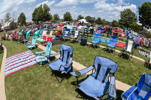 Suwanee Usa August 2023 Dozens Empty Lawn Chairs Set Outdoor Royalty Free Stock Photos