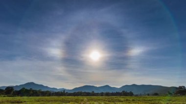 Sun Halo Optical Phenomenon On Sky Background 4K Time Lapse