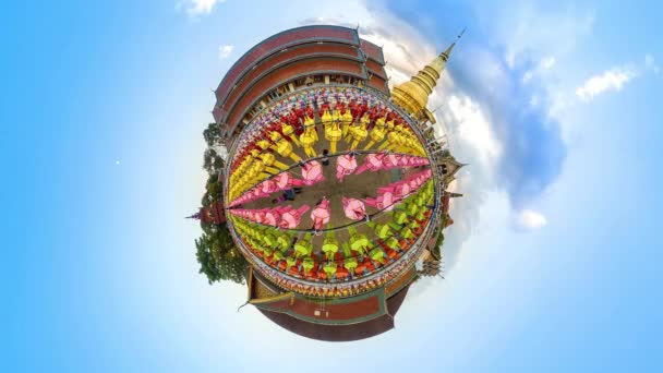 Maličká Planeta Krásné Lucerny Dekorace Chrámu Lamphun Thajsko Den Noc — Stock video