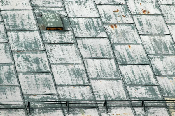 stock image Old metal roof. Beautiful blue-green color.