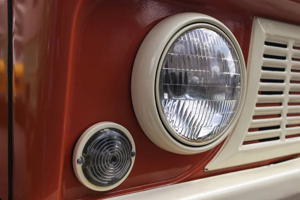Headlight Red Retro Car Close — Stock Photo, Image