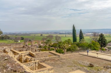 CORDOVA, SPAIN - FEBRUARY 12, 2023: The ruins of Medina Azahara, a fortified Arab Muslim medieval palace-city near Cordova, Spain on February 12, 2023