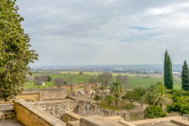 CORDOVA, SPAIN - FEBRUARY 12, 2023: The ruins of Medina Azahara, a fortified Arab Muslim medieval palace-city near Cordova, Spain on February 12, 2023