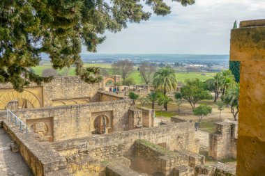 CORDOVA, SPAIN - FEBRUARY 12, 2023: The ruins of Medina Azahara, a fortified Arab Muslim medieval palace-city near Cordova, Spain on February 12, 2023