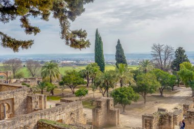 CORDOVA, SPAIN - FEBRUARY 12, 2023: The ruins of Medina Azahara, a fortified Arab Muslim medieval palace-city near Cordova, Spain on February 12, 2023