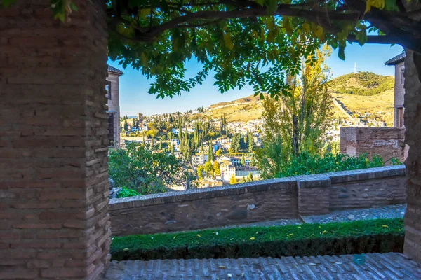 Granada Španělsko Listopadu 2022 Západ Slunce Nad Starověkou Arabskou Alhambrou — Stock fotografie
