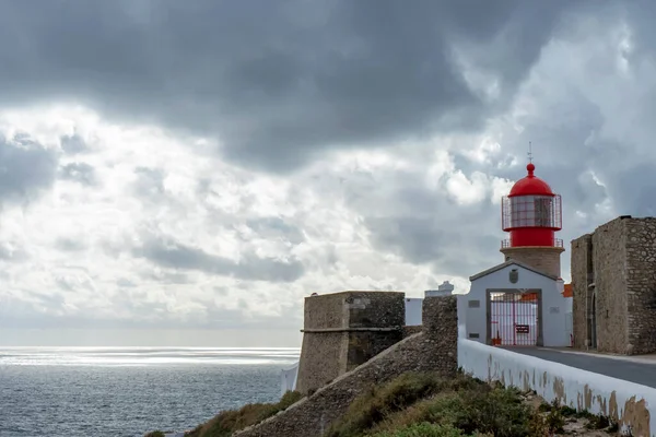 Sagres Portugalia Luty 2023 Latarnia Morska Cabo Vicente Widok Idylliczny — Zdjęcie stockowe