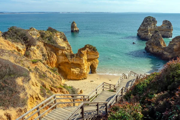 Παραλία Camillo Στο Λάγος Πορτογαλία Πορτογαλικές Παραλίες Και Ακτές — Φωτογραφία Αρχείου