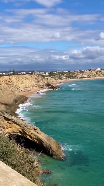Lagos Portekiz Dışındaki Algarve Kıyısında Portekiz Plajları Kıyıları — Stok video