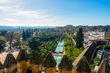 CORDOVA, SPAIN - DECEMBER 11, 2022: Gardens of the Alczar in Cordova, Spain on December 11, 2022