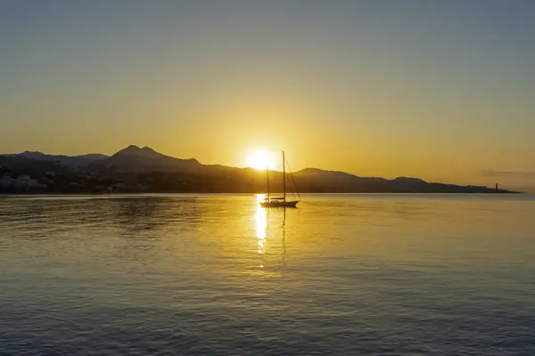Malaga Hiszpania Lipiec 2023 Piękny Wschód Słońca Wybrzeżu Malagi Plaża — Zdjęcie stockowe